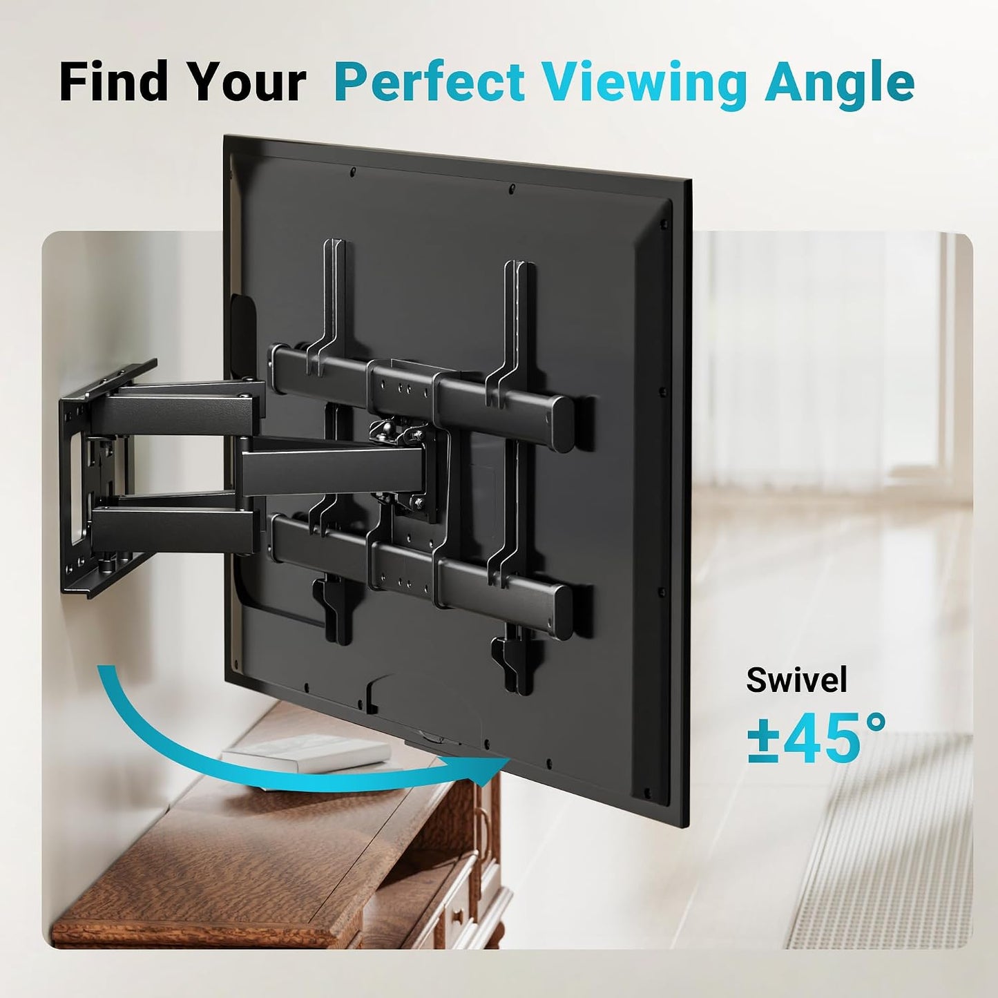 BONTEC 37-85 Inch 132lbs, 600x400mm, 16" Full Motion TV Wall Mount for TVs, Hold up to Max VESA Swivel Tilt Dual Arms