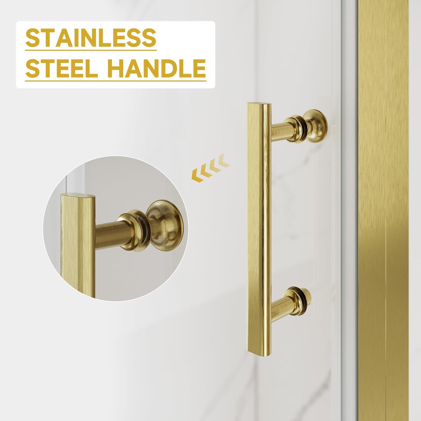 Pivot Shower Door 36" W x 72" H, Semi-Frameless Brushed Gold Shower Glass Door with 6mm SGCC Clear Tempered Glass, Reversible Design, Waterproof Seal, Anti-Fog & Easy Clean Coating