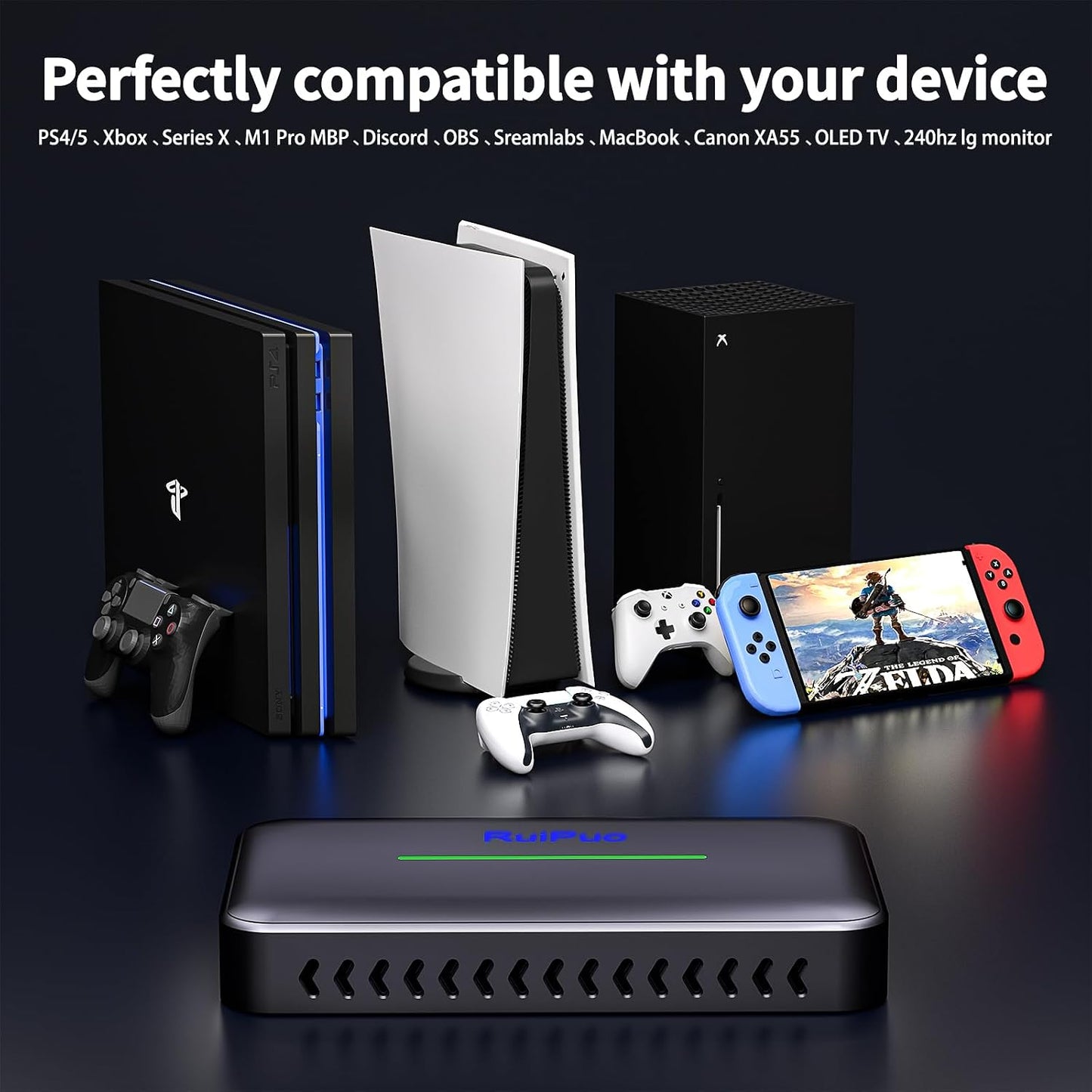 RuiPuo 4K 60HZ 1080P/60Hz 3.0 7/8/8.1/10/11, Video Capture Card, Single HDMI Input Video Capture Card HDMI to USB Audio