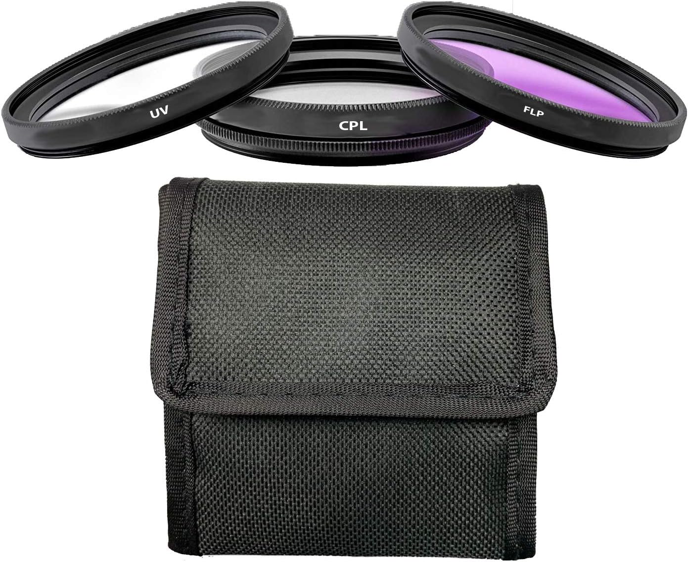 COMMANDER OPTICS 3 (77mm) Professional HD Piece Camera Lens Filter Kit (UV, CPL, FLD) with Carrying Case