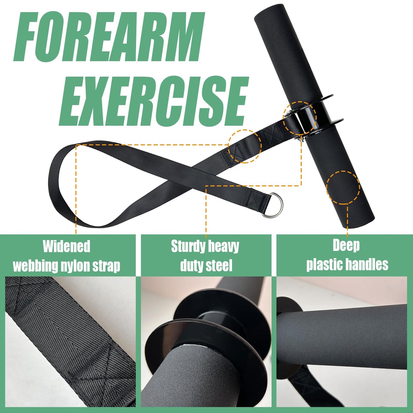 KORIKAHM Forearm Strengthener Roller, Dia: 2.2" Forearm Workout Equipment with Thick Handle, Wrist Roller, Forearm Blaster for Wrist and Arm Grip Strength Trainer (Fat Wrist Roller)