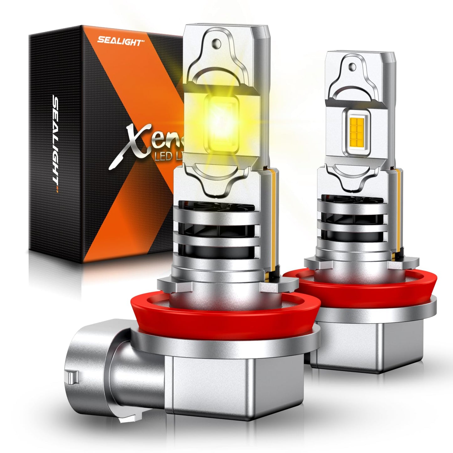 SEALIGHT H11 Fog Light Bulbs 3500K Yellow H9 H16, 1800LM, Plug-N-Play, Pack of 2