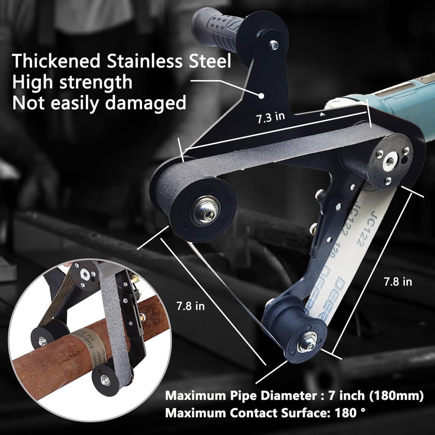 1280W Pipe Belt Sander - Industrial Grade Pipe Tube Polishing Sandingwith 6 Variable Speeds,Suitable for Polishing Various Circular Pipe Materials,Woodworking and Metal Rust Removal(45Pcs Belts).