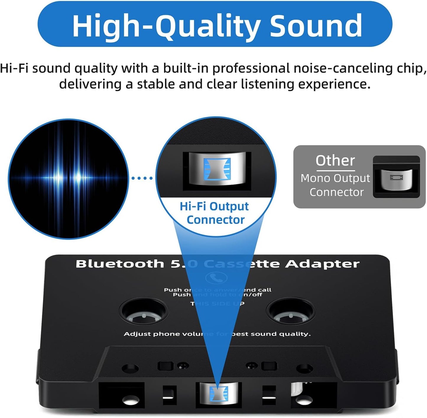 Mersoco Cassette 5.0 Cassette Car Bluetooth Reciver, Tape Player BT Aux Adapter with Hands-Free