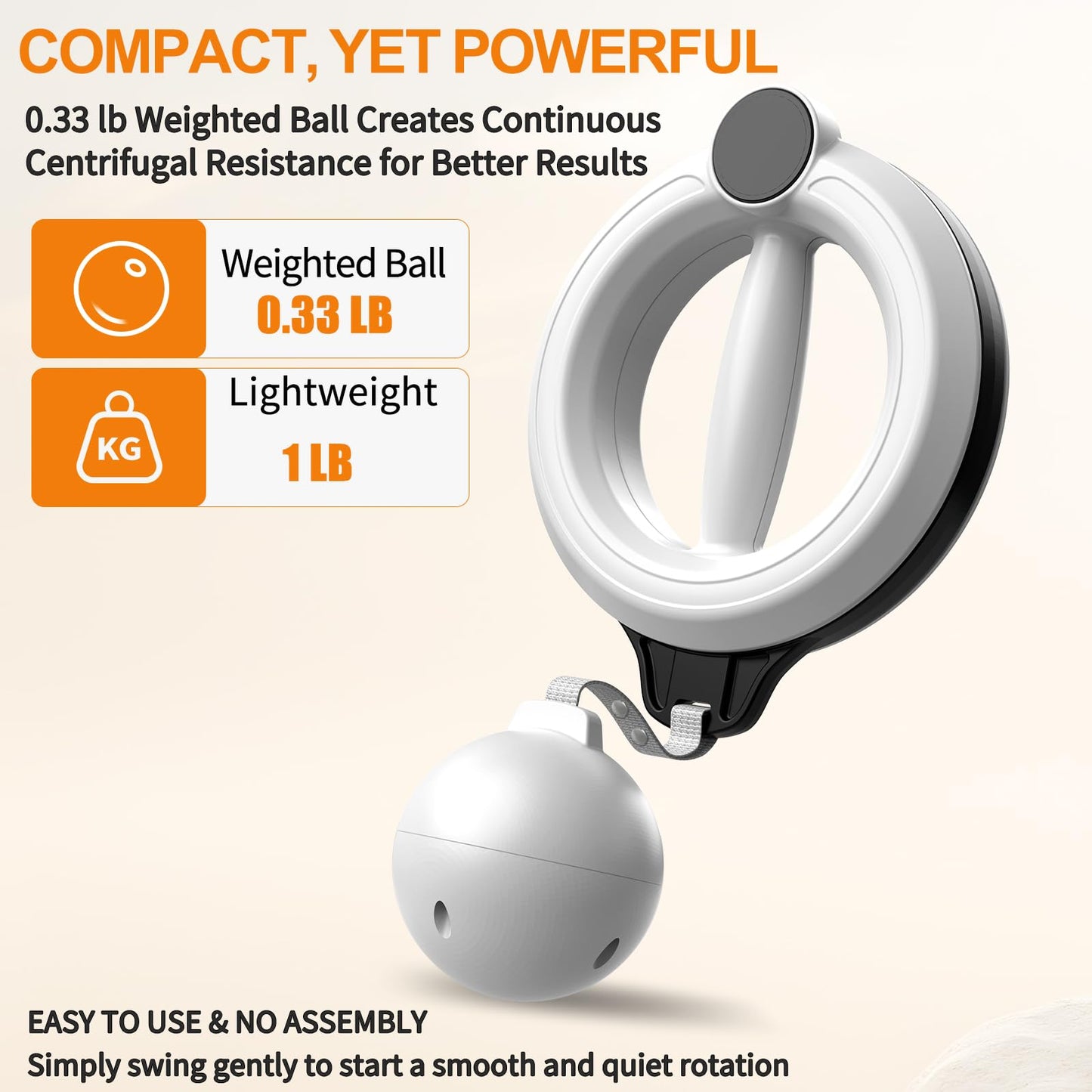 Infinity Hoop for Arms 360° Hand-Crank Arm Hoops for Exercise,Forearm, Chest, Shoulder and Arm Muscle Training Fitness Equipment, Flabby Arm Exerciser for Home & Gym Workouts for Men and Women,White