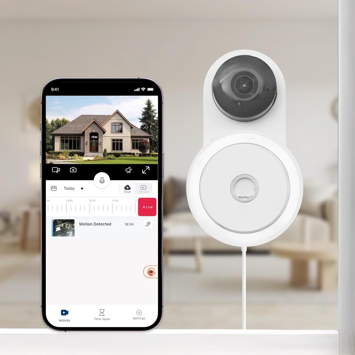 YI 2K 2-Way Indoor Security Camera with Adhesive Mount, Audio, AI Human/Vehicle/Pet Detection, Alerts, Night Vision