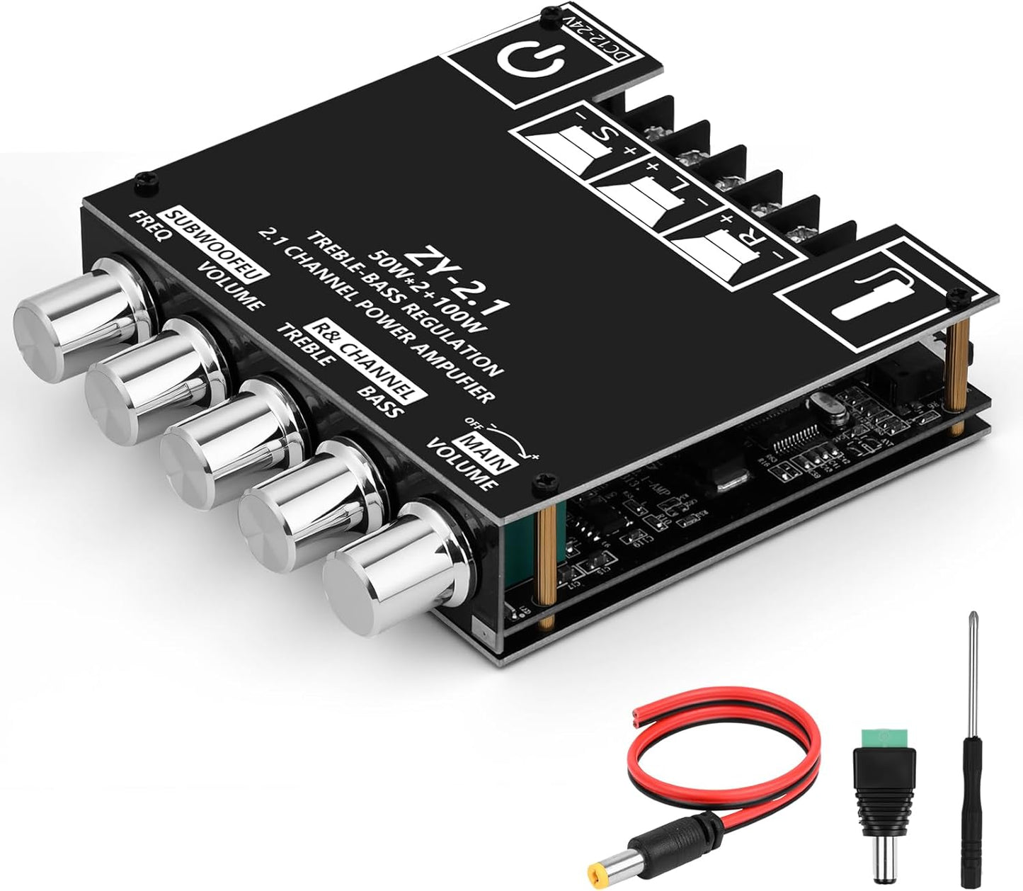 Romicta 2.1 5.0 200W 12-24V Channel Bluetooth Amplifier Board HiFi Subwoofer Audio AMP with Treble Freq and Bass