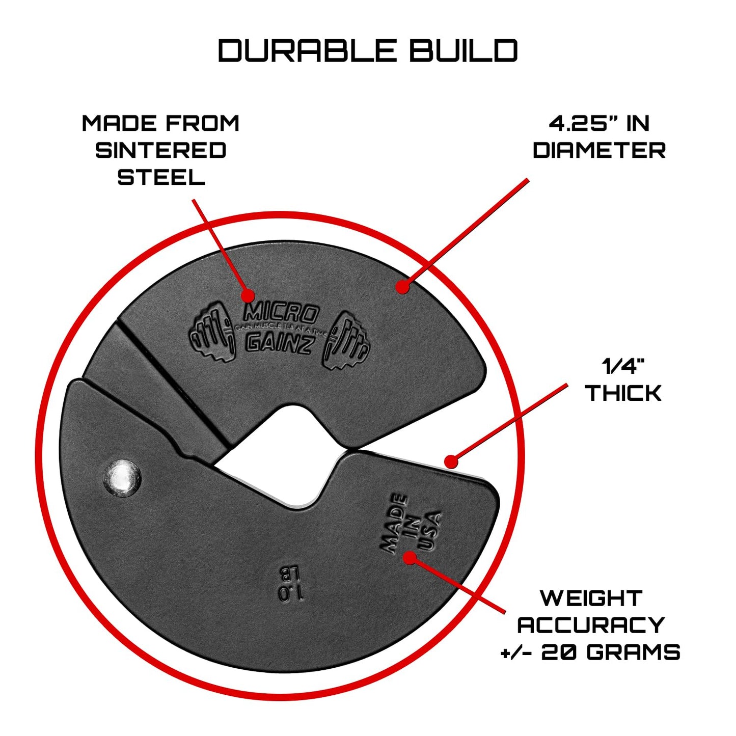 Micro Gainz 1LB Dumbbell Fractional Weight Plates 2 or 4 Piece- Designed for Dumbbell Training and Micro Loading, Made in USA (2 Piece)
