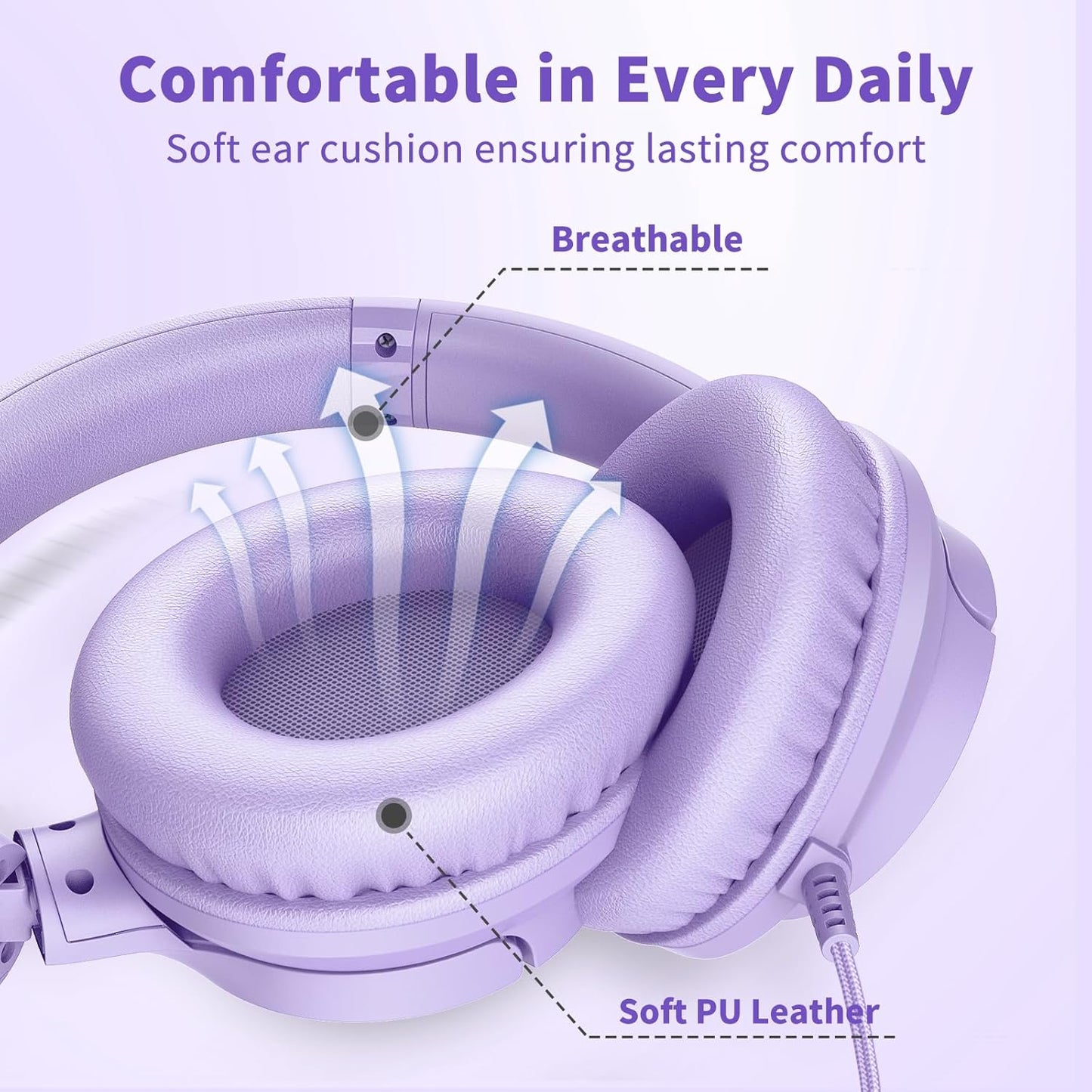 3.5mm 4.9ft MP3/4, Botesty Sound Headphones Wired with Microphone, Over Ear Foldable Plug in Headphones