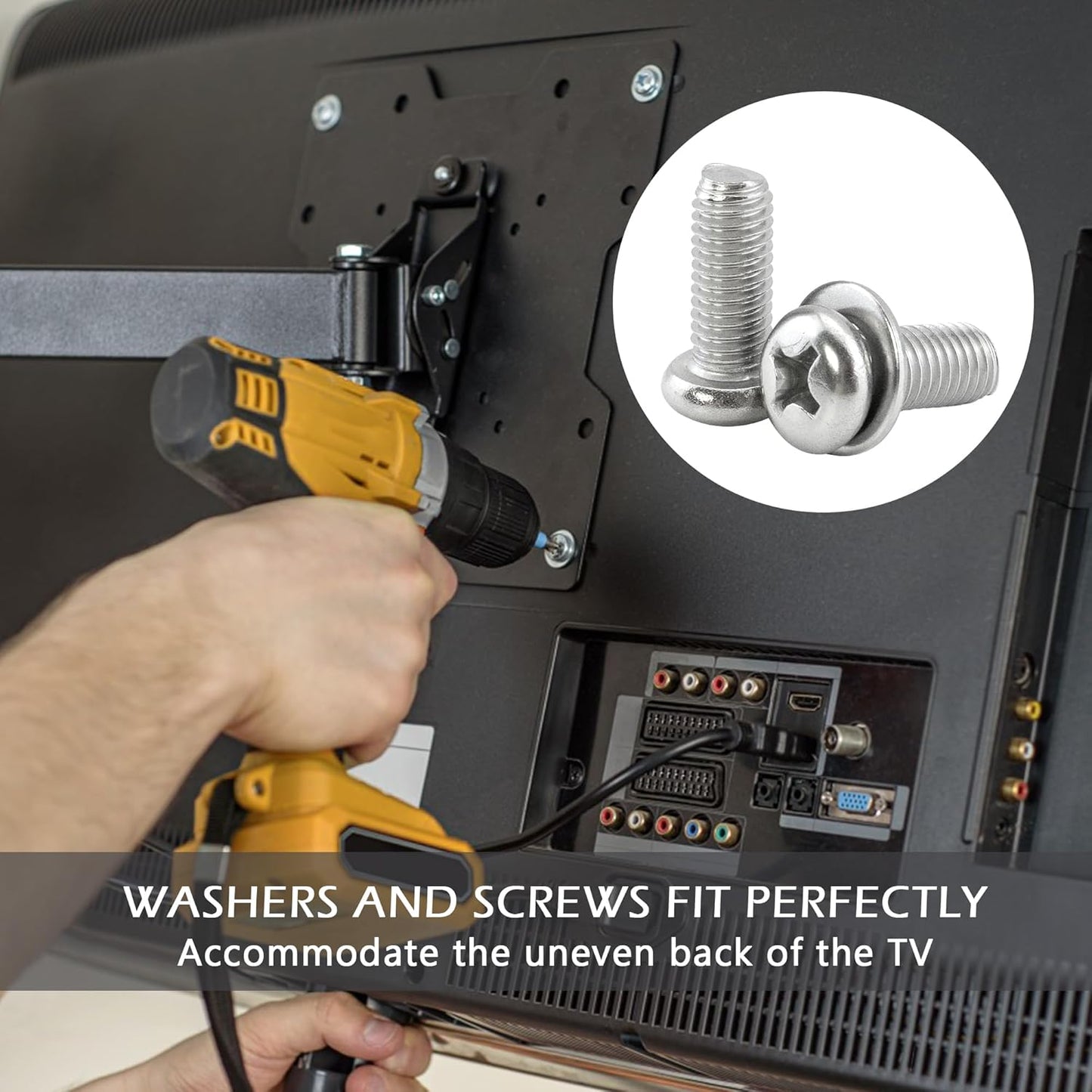 Quacc 24 M4 M6 M8 Universal TV Mounting Hardware Kit PCS Stainless Steel Screws Washers for VESA Wall Mount TV