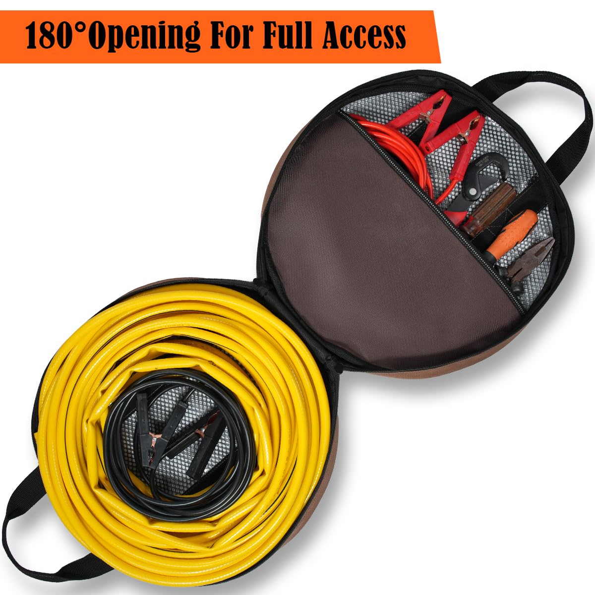 WELKINLAND 16-Inch Jumper Cable Bag, Clear Cable Bags, Durable Cable Storage Bag, Extension Cord Bag, Bags For Cables, Cords, and Hoses