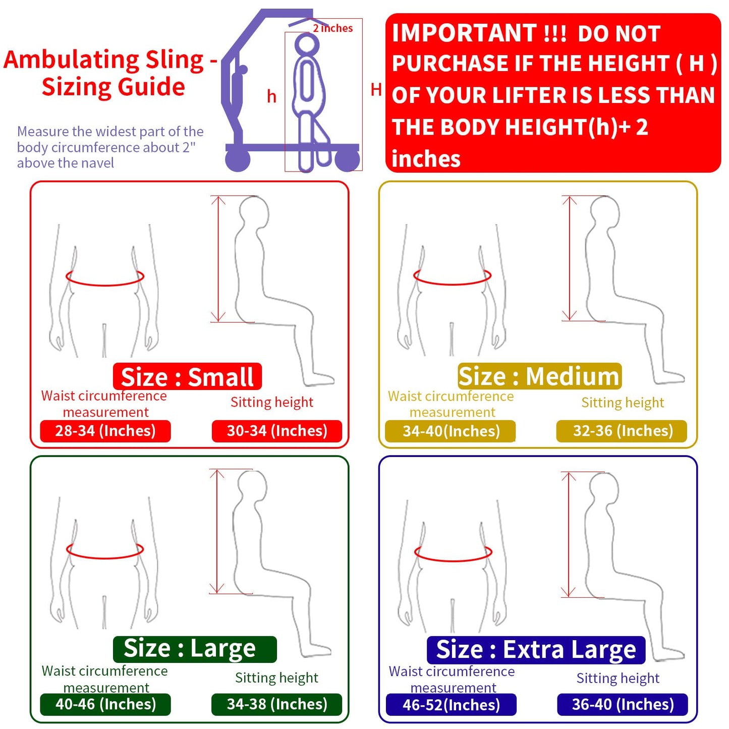 EZ Assistive Patient Lift Walking Sling Medical Hoist Standing Aids for Ambulating Support Training, Pelvic Padded 500lbs Safety Loading Weight (Black-M)