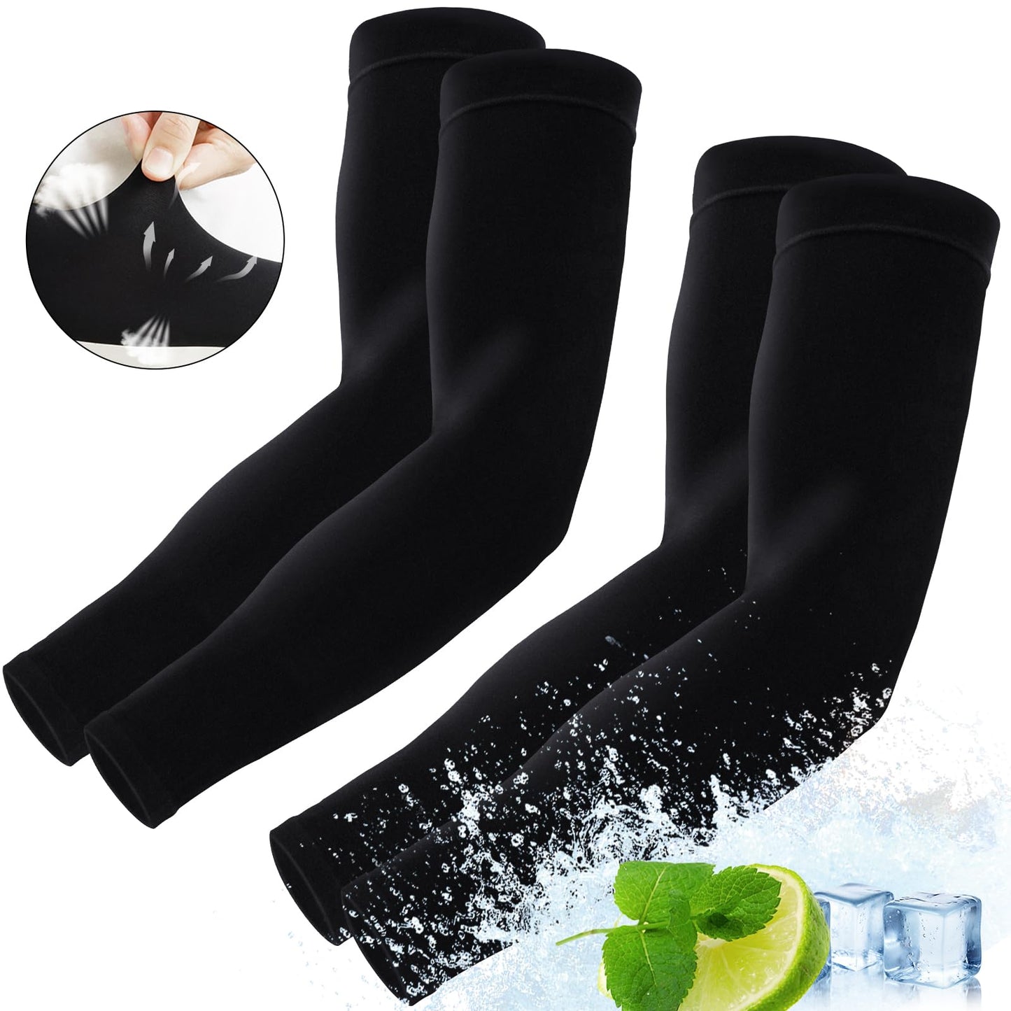 AZOI Arm Sleeves for Men Women – Cooling UV Sun Protection UPF 50+ Compression Sports Sleeves for Outdoor, Tattoo Cover Up （2 pairs）