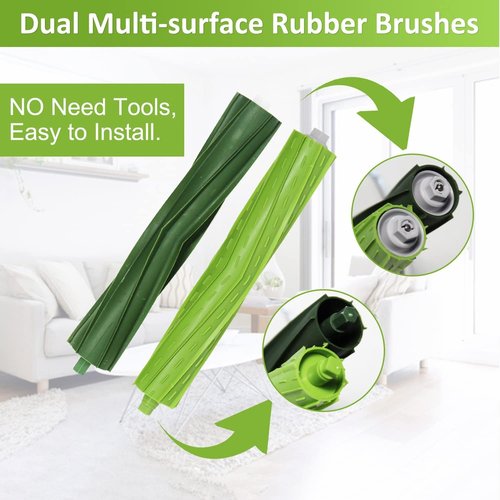 iRobot Replacement Parts - Multi-Surface Rubber Brushes & HEPA Filters Set | Compatible with i7, i3, j7