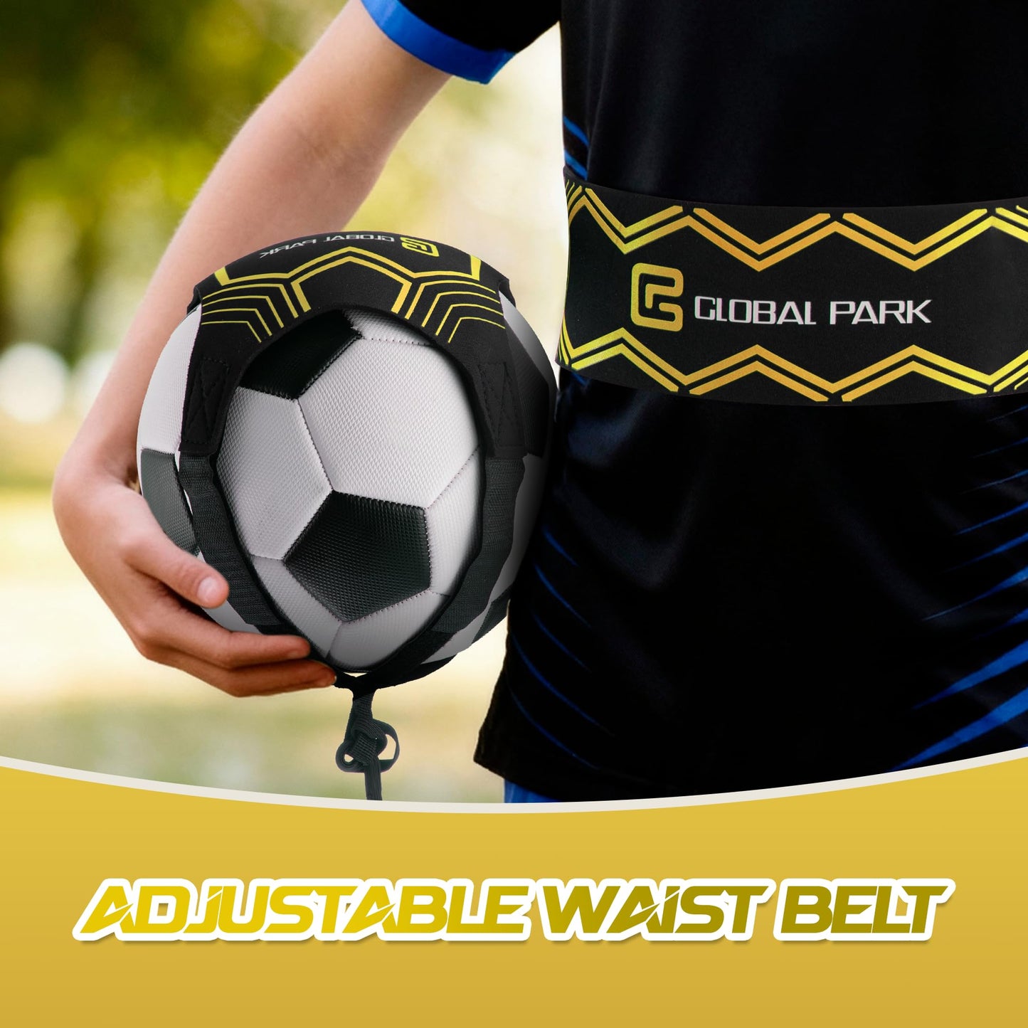 Soccer Trainer Adjustable Waist Belt - Football Training Equipment Aid for Ball Control, Passing & Shooting, Kick Throw Trainer Solo Practice Volleyball, Rugby for Kids Adults at Home (Black)