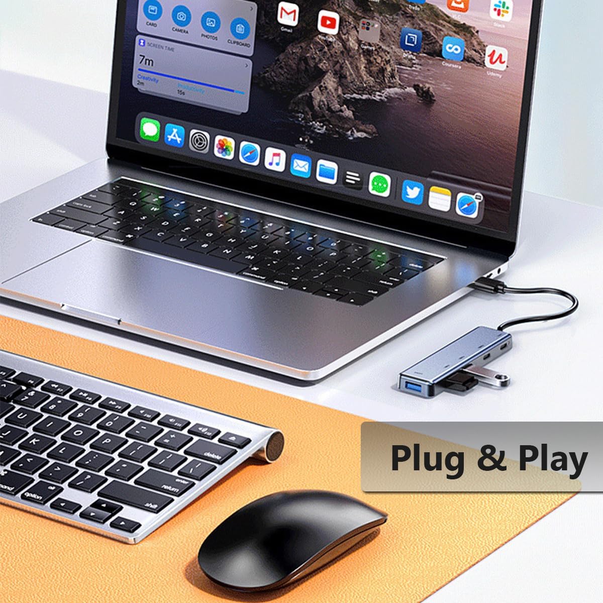 Znoogrn 5 1 3.0 5 in USB Hub, USB Extender with USB C Data Port, Ports USB Hub for Laptop, PC, Flash Drive, Mobile HDD