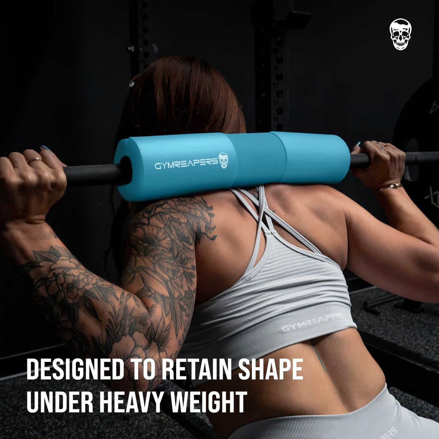 Gymreapers Barbell Squat Pad - Protective Bridge Pad for Hip Thrust, Squats, Lunges - Hip Support, Neck Protection for Bar (Cyan)