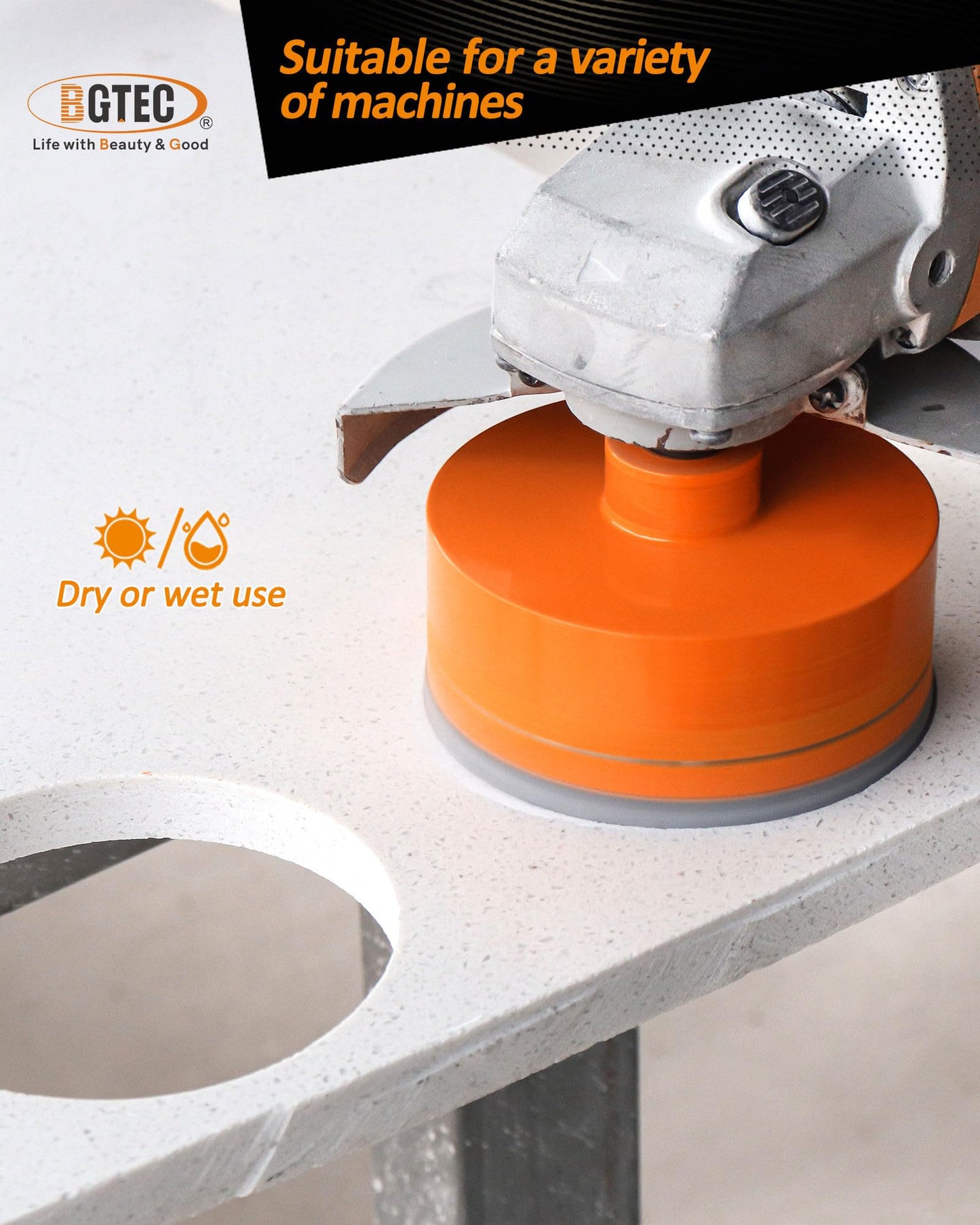 BGTEC Diamond Hole Saw Kit - 11PCS 6/6/20/25/35/50/75/100mm Drill Bits & 50mm Chamfering Bit & SDS/HEX & 115mm Tile Blade for Porcelain Tile Ceramic Granite Marble Stoneware