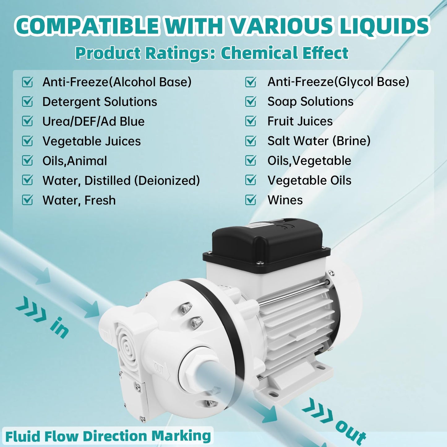 110-120V DEF Transfer Pump, Self-Priming Electric Diaphragm Drum Pump for Diesel Exhaust Fluid, Urea, Oil & Water, 10.6 GPM High Flow, 400W Motor, 36 ft Lift, US Plug