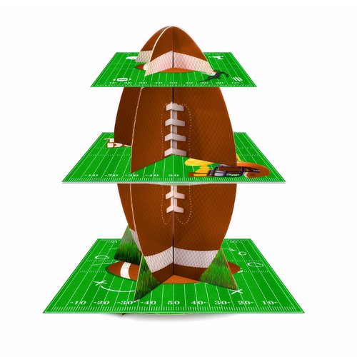 Football Cupcake Stand, 3 Tier Football Party Cake Stand Dessert Stand Cupcake Holder Cake Decorations for Football Birthday Party Decorations