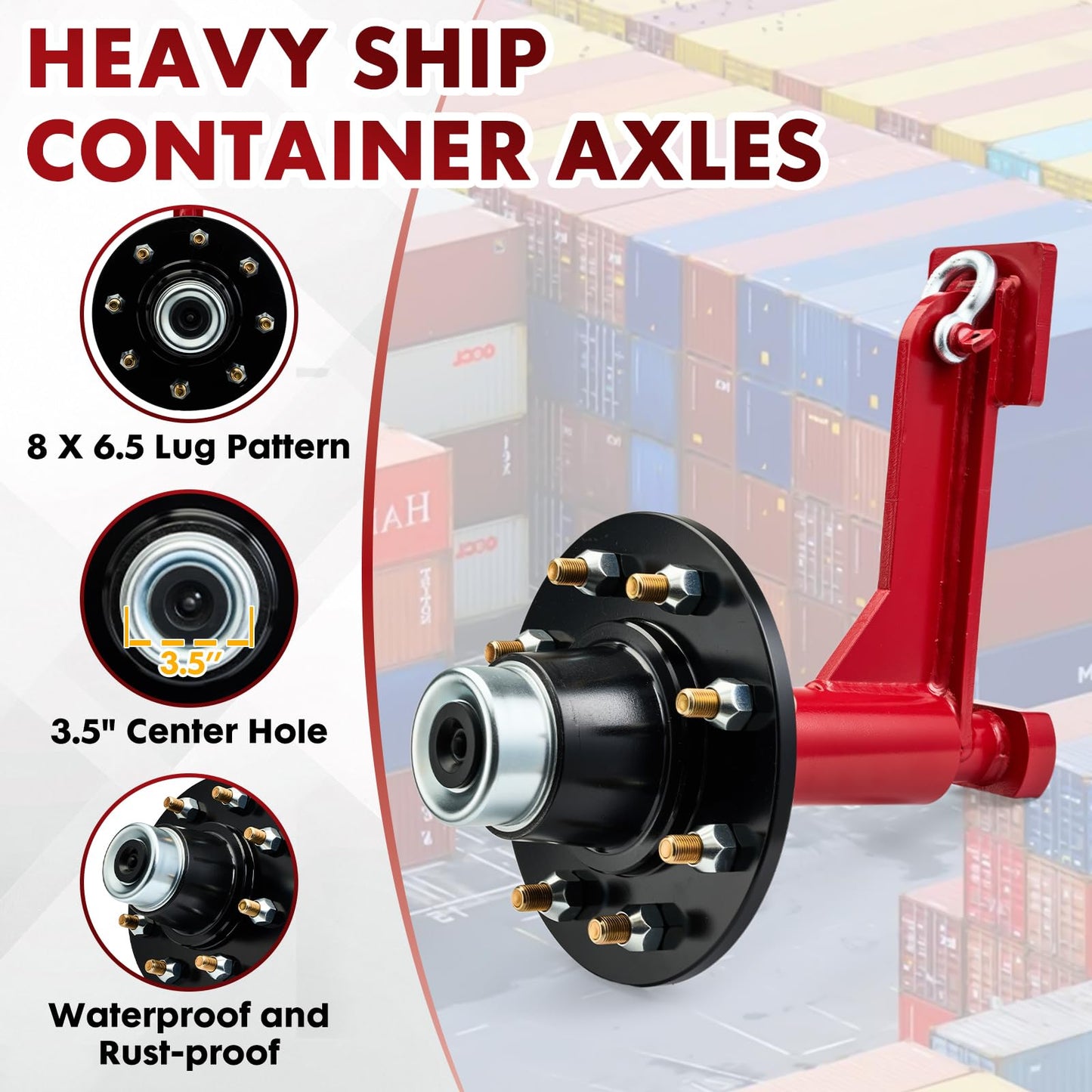 2 Pack Shipping Container Wheels Kit- 8 Lug Wheels, Heavy Duty Shipping Container Accessories, Shipping Container Axles with 2 Ratchet Tie Downs for Moving 20-40ft Shipping Container,8800 Lbs Capacity