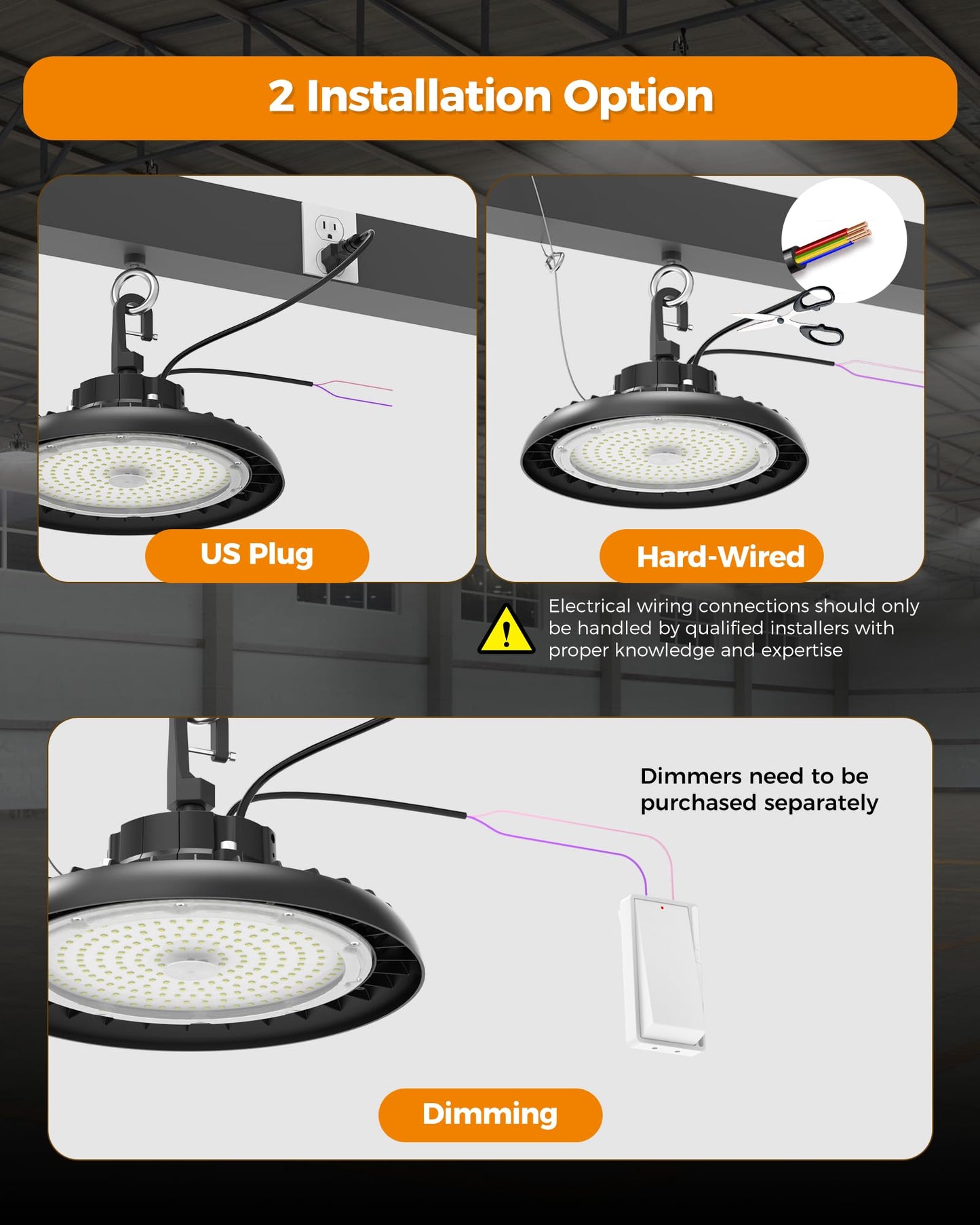 AIKVSXER 240W UFO LED High Bay Lights, 6 Pack, 6000K Shop Light 43200LM Commercial Bay Lighting IP65 LED Garage Lights, 5ft Power Cable Plug & Play for Warehouse Factory Workshop Barn AC100-277V