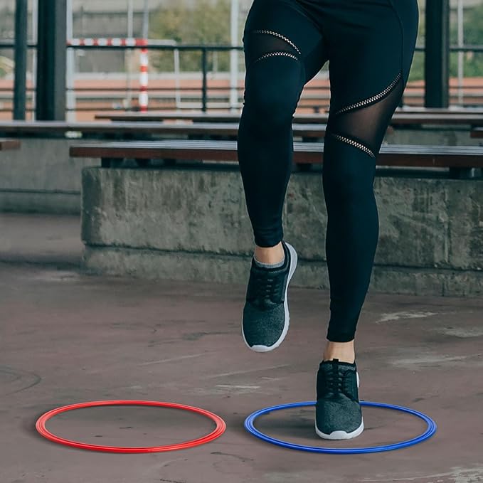 Juvale Agility Rings for Training - 24-Pack, 15.75-Inch, Red, Yellow, Blue & Green - Speed Agility Training Rings & Hula Hoops Bulk for Soccer & Football & Footwork Drills