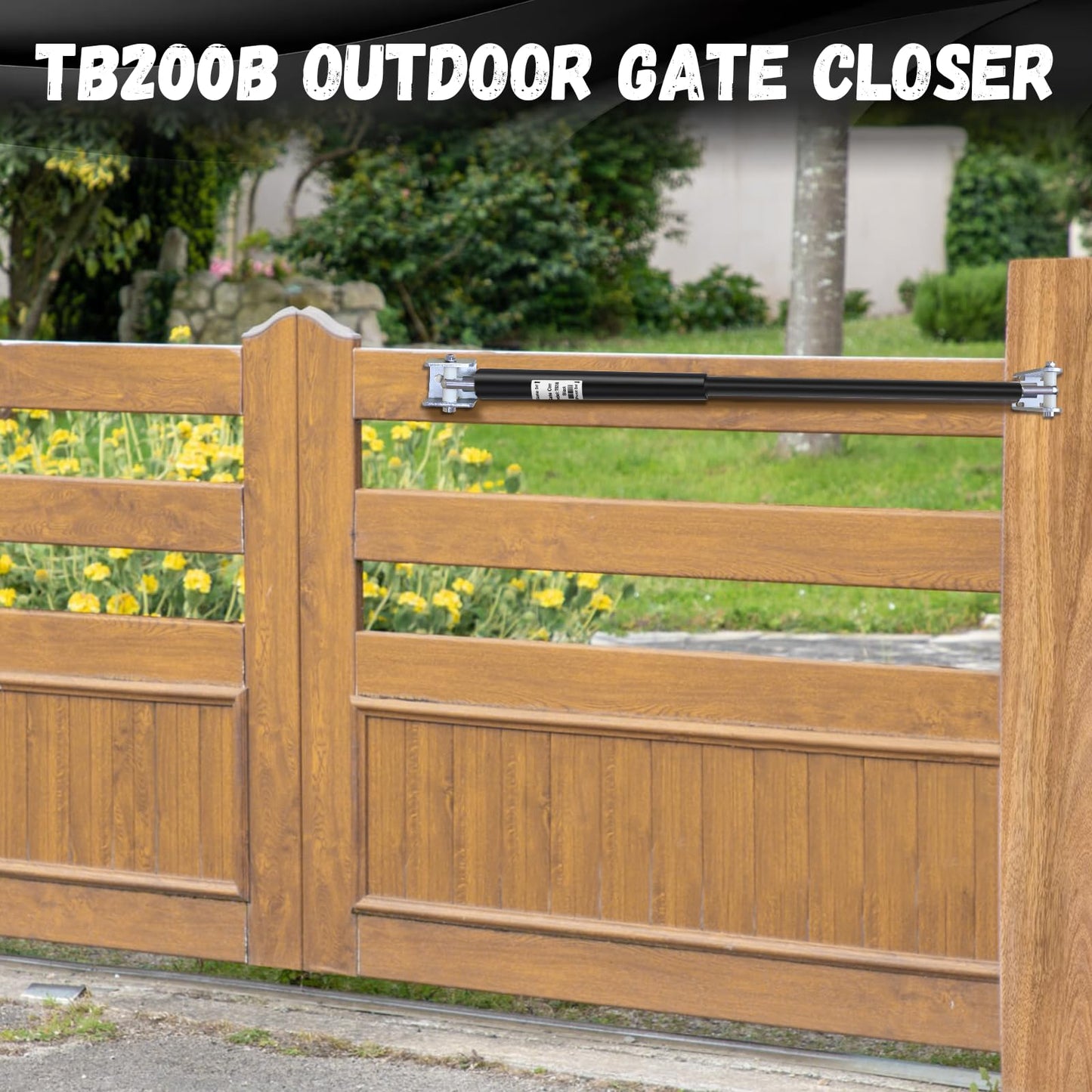 TB200 Hydraulic Gate Closer, 110° Maximum Opening Angle, Durable Automatic Gate Closer for 60–140 Lbs Vinyl, Steel, Wood and Chain Link Fence Gates