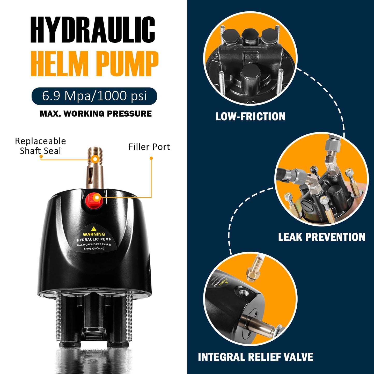 𝐔𝐩𝐠𝐫𝐚𝐝𝐞 200HP Hydraulic Outboard Steering Kit Boat Marine System with Electroplated Steering Wheel, Helm Pump, Hydraulic Cylinder, 26ft PU Hoses, Fit for Most Single Outboard-Powered Boats