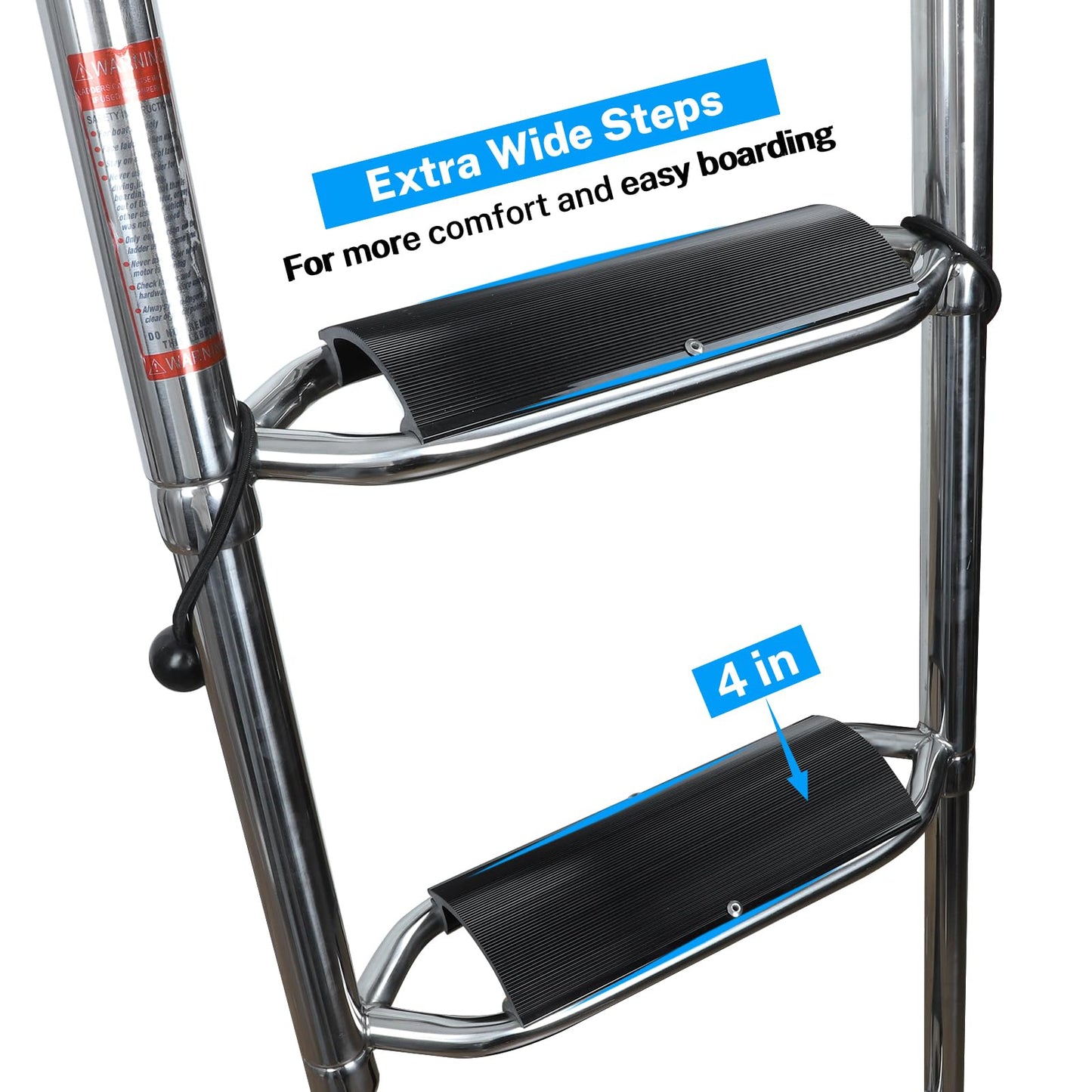 Pontoon Boat Ladder,Polished 316 Stainless Steel 4 Step Telescoping Ladder,600LBS Capacity for Sailboats,Ships,Most Swimming Pools,Docks,pontoons.