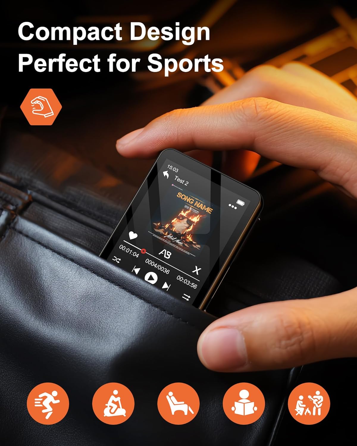 AGXOV 128GB MP3 5.3, Player with Bluetooth Music Player with Built-in HD Speaker, FM Radio, Voice Recorder, HiFi Sound