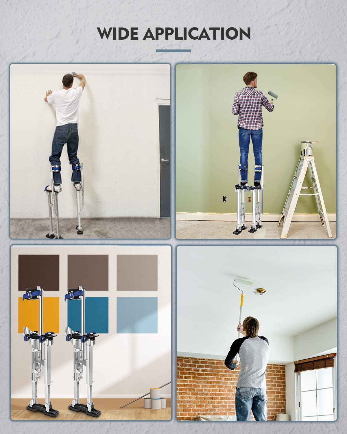GCCSJ 15''-23'' Drywall Stilts for Adults Adjustable Heights Aluminum Stilt for Sheetrock Drop Ceiling Painting Painter Taping or High Shrub Trimming