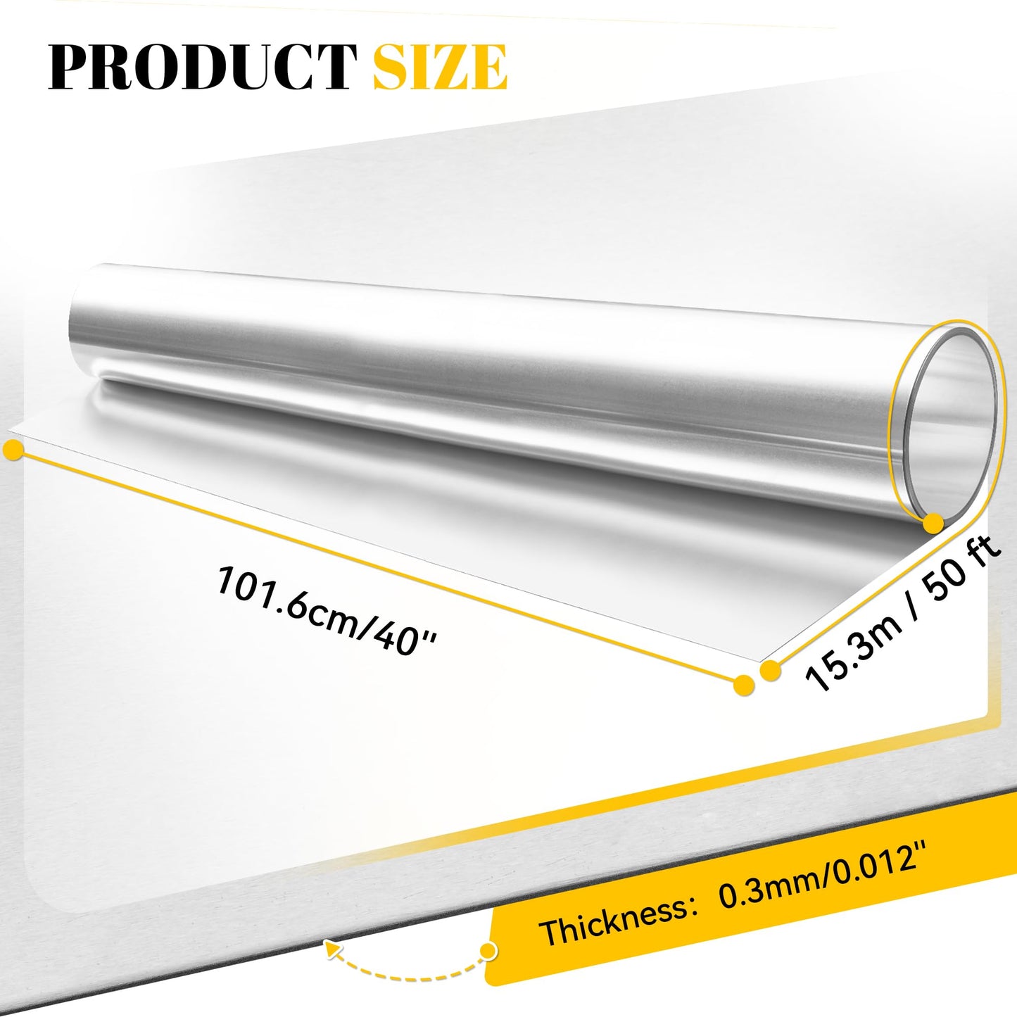 40'' x 50' Aluminum Flashing Roll, 0.3mm Thickness Metal Roof Flashing Roofing Panels for Sealing Windows Doors Siding Roofing Stains Moss and Mildew Prevention