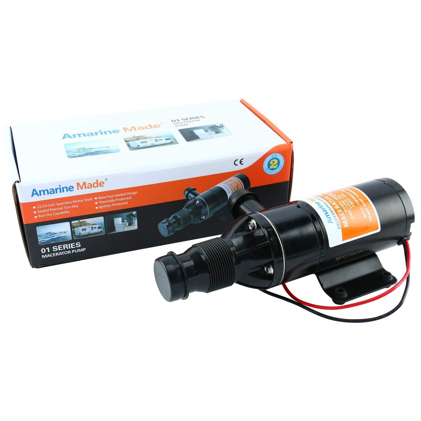 Amarine Made Macerator Waste Water Pump 12V 12 GPM New Anti-Clog Feature for RV Marine Trailer Toilet Sewer Self Priming
