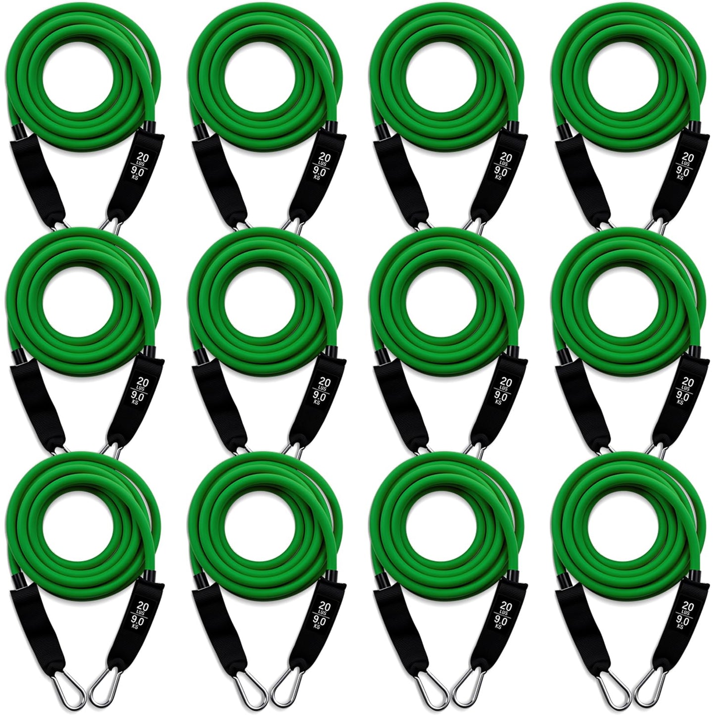 Glimin 12 Pcs Resistance Bands Set, Weight Stretch Exercise Workout Bands, Latex Elastic Straps for Men Women Working Out, Strength Training, Home Fitness(Green,20 Lbs)