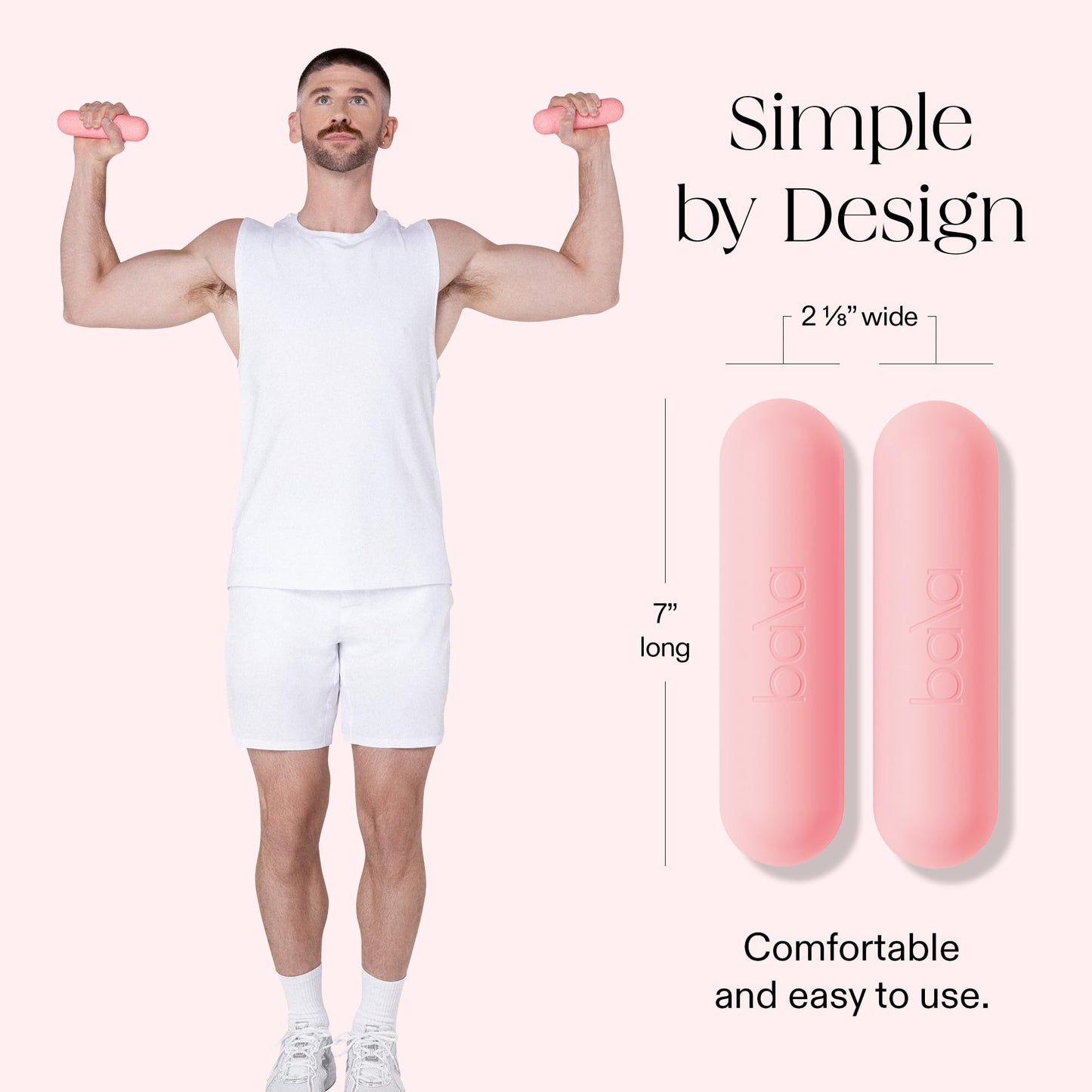 Bala Bars Dumbbell Set for Women & Men, 3lb Dumbbells (Blush) - Set of 2 Bars Designed for Walking, Strength Training, HIIT, Boxing & Aerobics - Dumbbell Weights for Working Out at Home