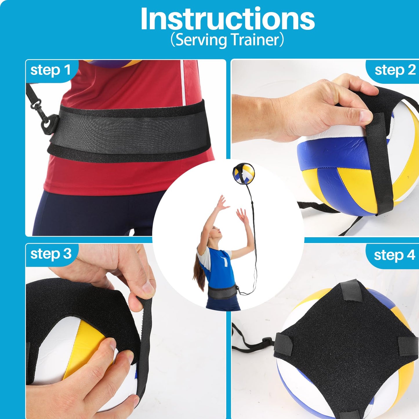 Volleyball Training Kit for Solo Practice, Adjustable Volleyball Serve Trainer, Volleyball Training Equipment for Serving, Setting & Spiking, Volleyball Training Aids for Beginners & Advanced Players