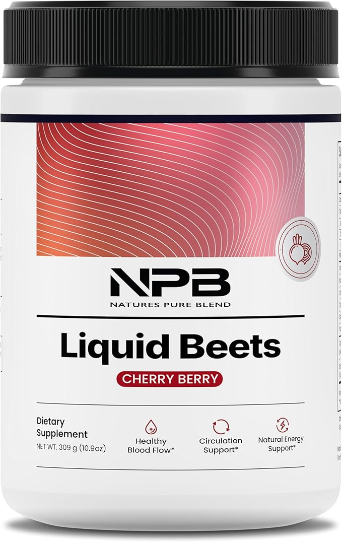 Nature's Pure Blend Organic Beet Root Powder ??Nitric Oxide Booster L-Arginine ??Liquid Beets for Blood Flow Circulation & Energy ??Pre-Workout Endurance Support ??8,000 MG