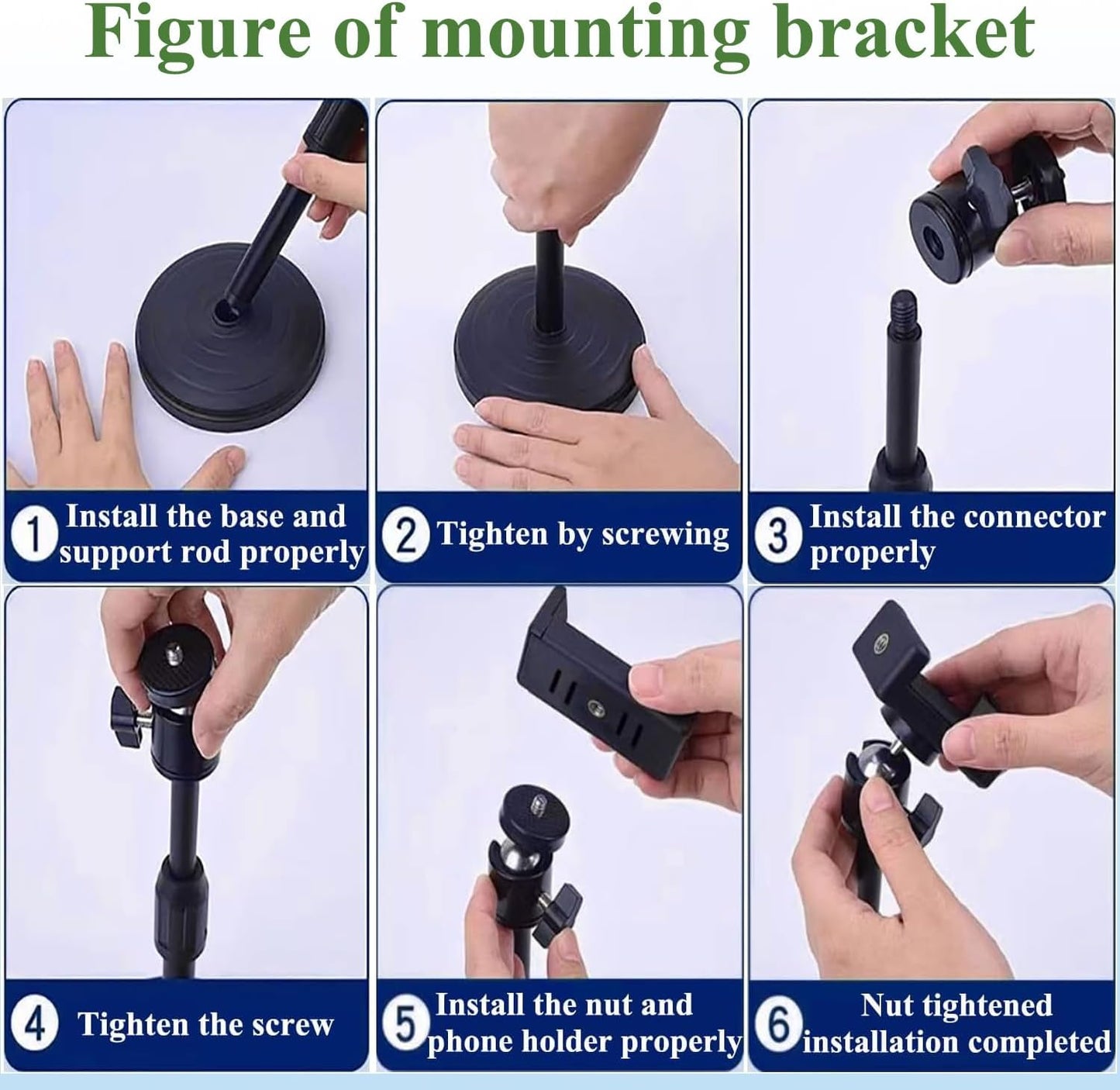 Knatpunff C920 C922 C925e C930e, 1/4" Webcam Stand with Phone Holder, Adjustable Height Desk Camera Mount for Logitech
