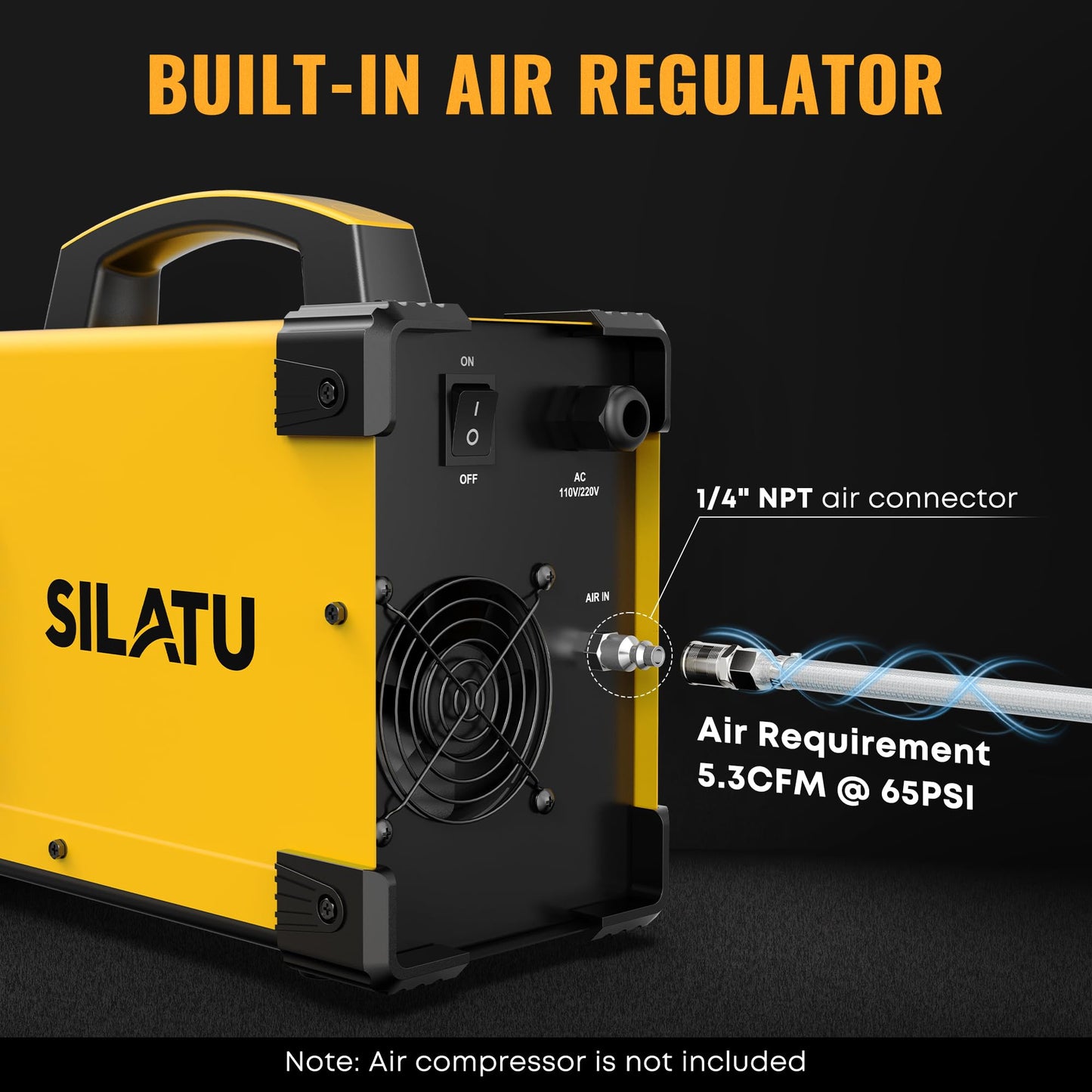 SILATU 55Amps Plasma Cutter, STC550P HF Non-Touch Pilot Arc Plasma Cutter Machine, 110/220V Dual Voltage LED Display Air Sensor Technology, 1/2'' Clean Cut 2/3'' Max Cut, PT/2T/4T for Beginners DIY