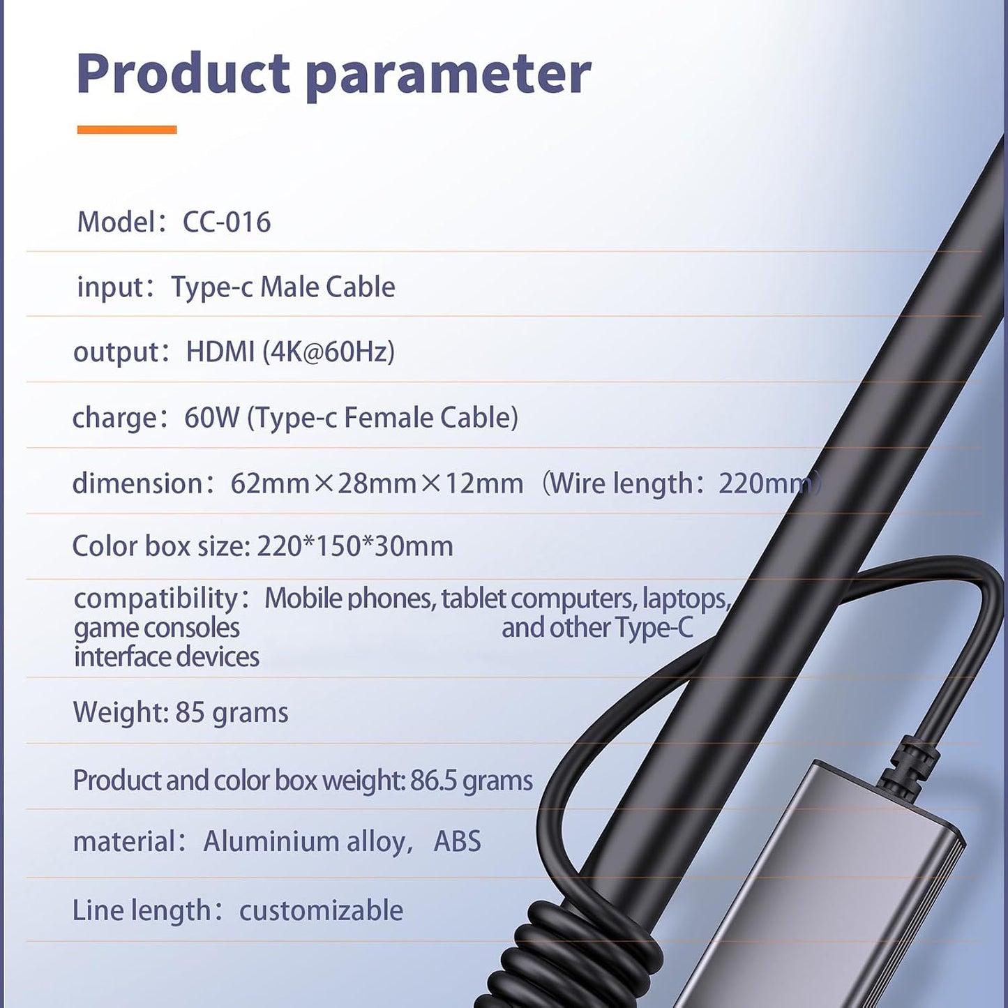 VLSQHNCF [4K@60Hz] PD60W USB C to HDMI Adapter, Fast Charging Double Monitor, USBC to HDMI Adapter Docking Stations