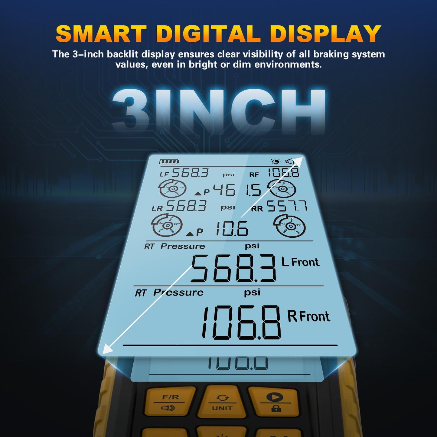 LINXINO Brake System Pressure Tester,Brake Pressure Tester,Brake Pressure Tester Kit,Handheld Manometer,Dual-Channel Pressure Measurement,Data Locking&Zeroing,Multiple Connectors,PT660