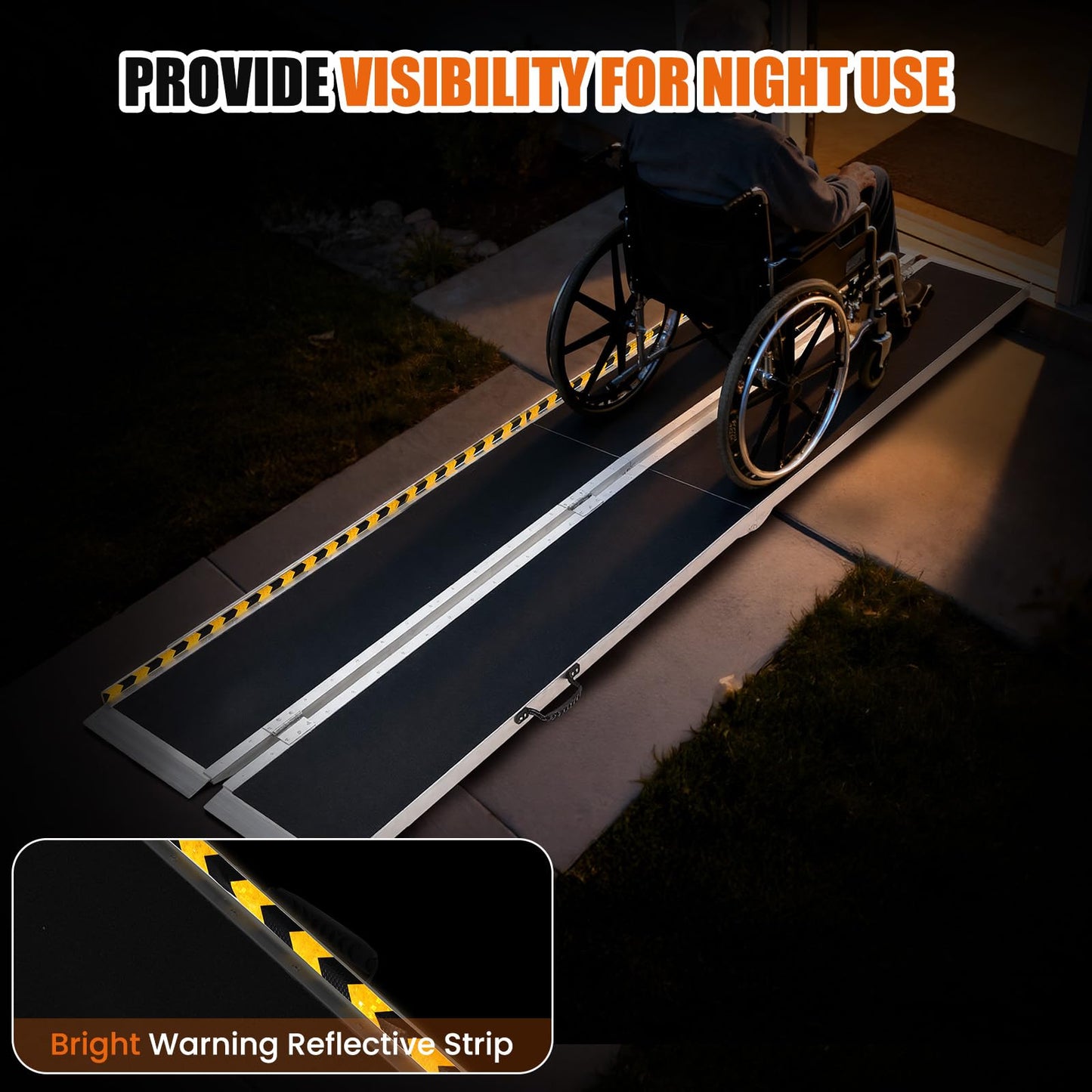 ExploreHorizon 7FT Aluminum Folding Wheelchair Ramp - Heavy Duty 800 lbs Capacity, Portable Ramp for Cars, Stairs, Doorways, Scooters & Home Steps with Non-Slip Surface