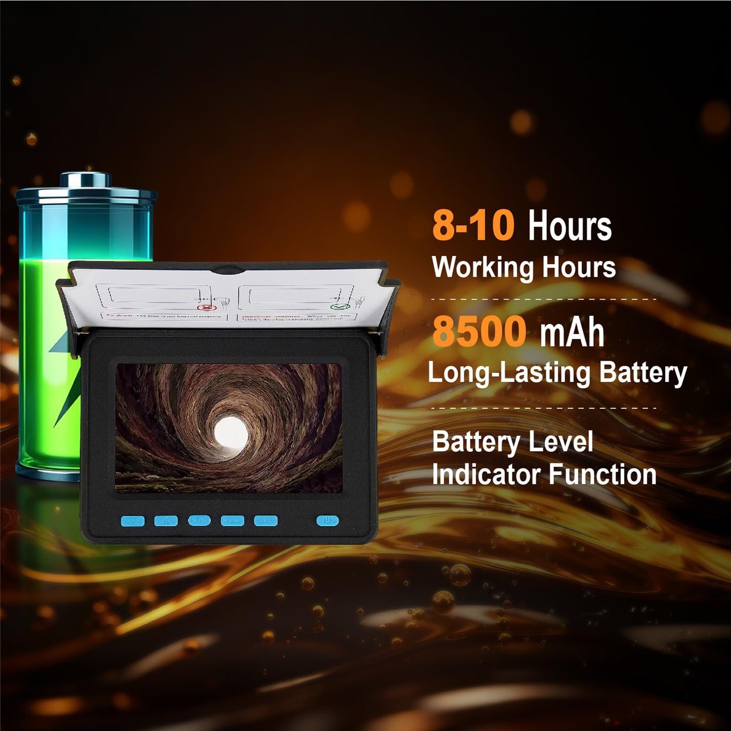 Willsily Drain Inspection Camera,4.3" Industrial Endoscope with DVR Function and LED Lights IP68 Waterproof Sewer Camera 8-10H Battery Borescope for Home Drain Pipe Plumbing(98.4ft/30m)