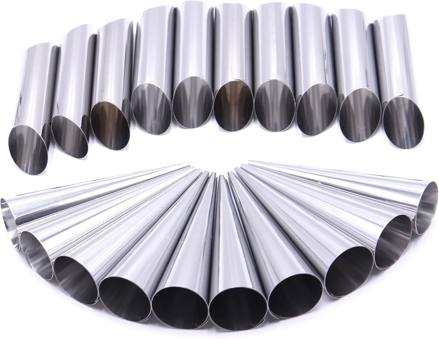 Skiennix Stainless Steel Cream Horn Molds - 21 Pcs Cannoli & Croissant Baking Tubes with Brush