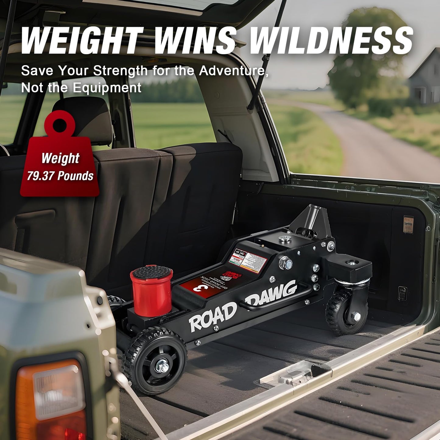 Road DAWG 3 Ton Aluminum Big Wheel Off-Road Floor Jack - Heavy Duty Hydraulic Lift for Trucks, SUVs & ATVs, 6000LBS Capacity, Professional Portable Jack