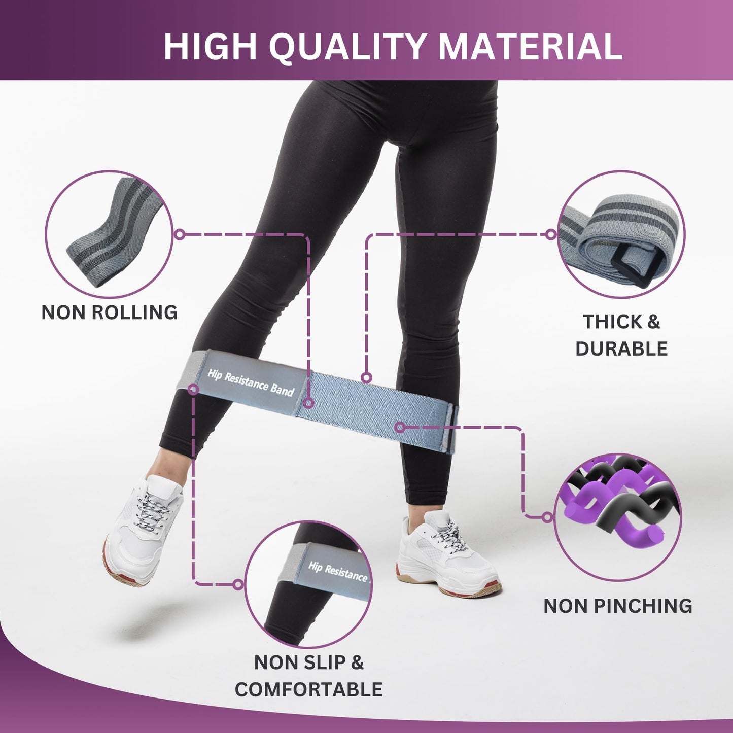 Adjustable Fabric Resistance Bands, Non-Slip Exercise Bands for Men and Women, Perfect Workout Bands for Glutes and Lower Body Training - 1 Pack (Heavy)