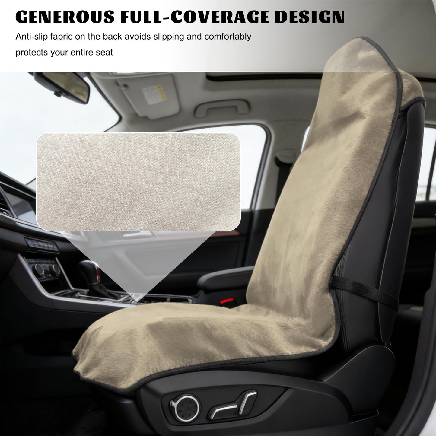 Rdxcv Car Towel Seat Cover, Waterproof Non-Slip Carseat Protector for Post Gym Workout Swimming Running, Sweatproof Front Seat Protective Cover Washable Pad for Cars Trucks SUVs (Beige)