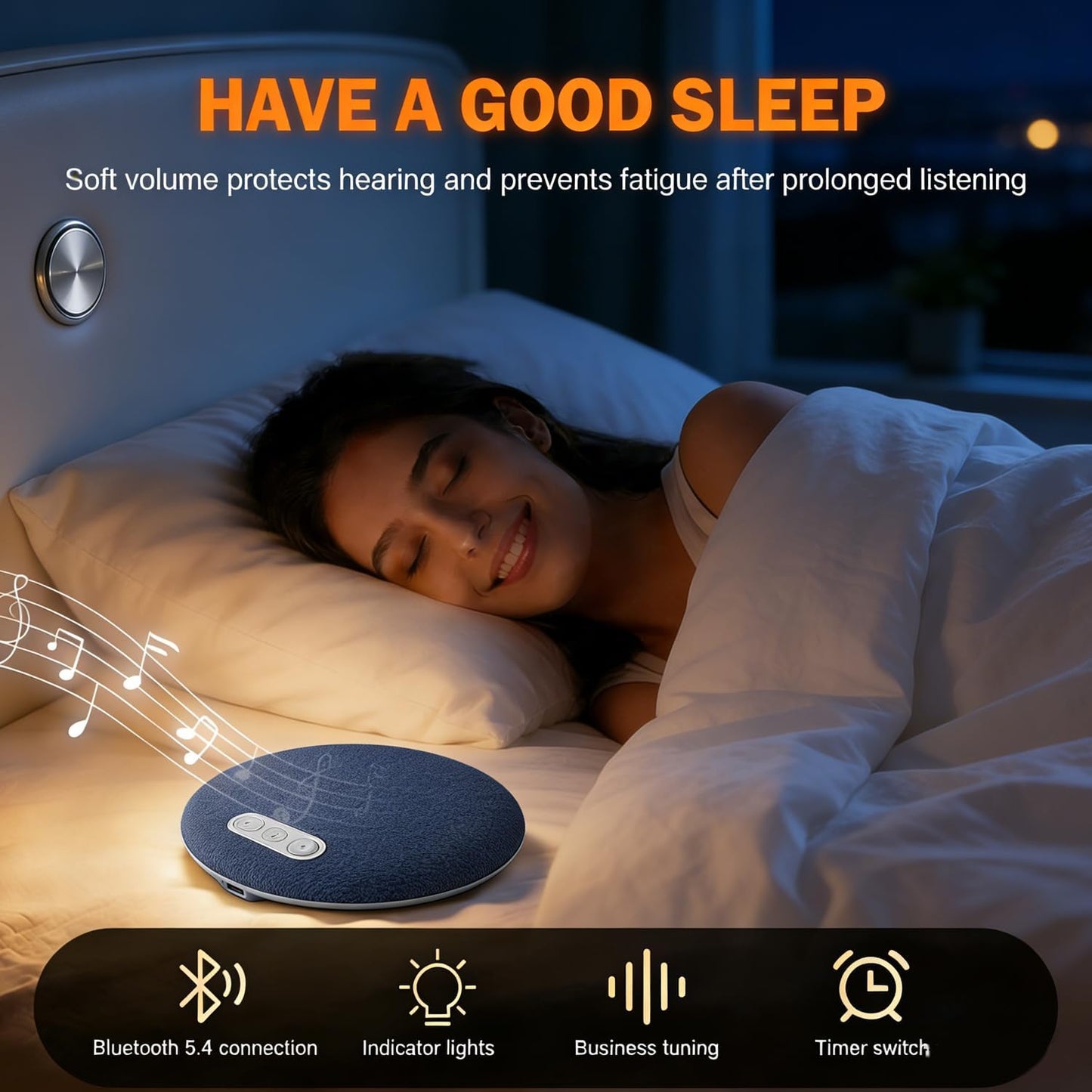 Uceento 2026 Pillow Speaker for Sleeping, Mini Bluetooth Pillow Speakers, Ultra-Thin Under Pillow Speaker with White