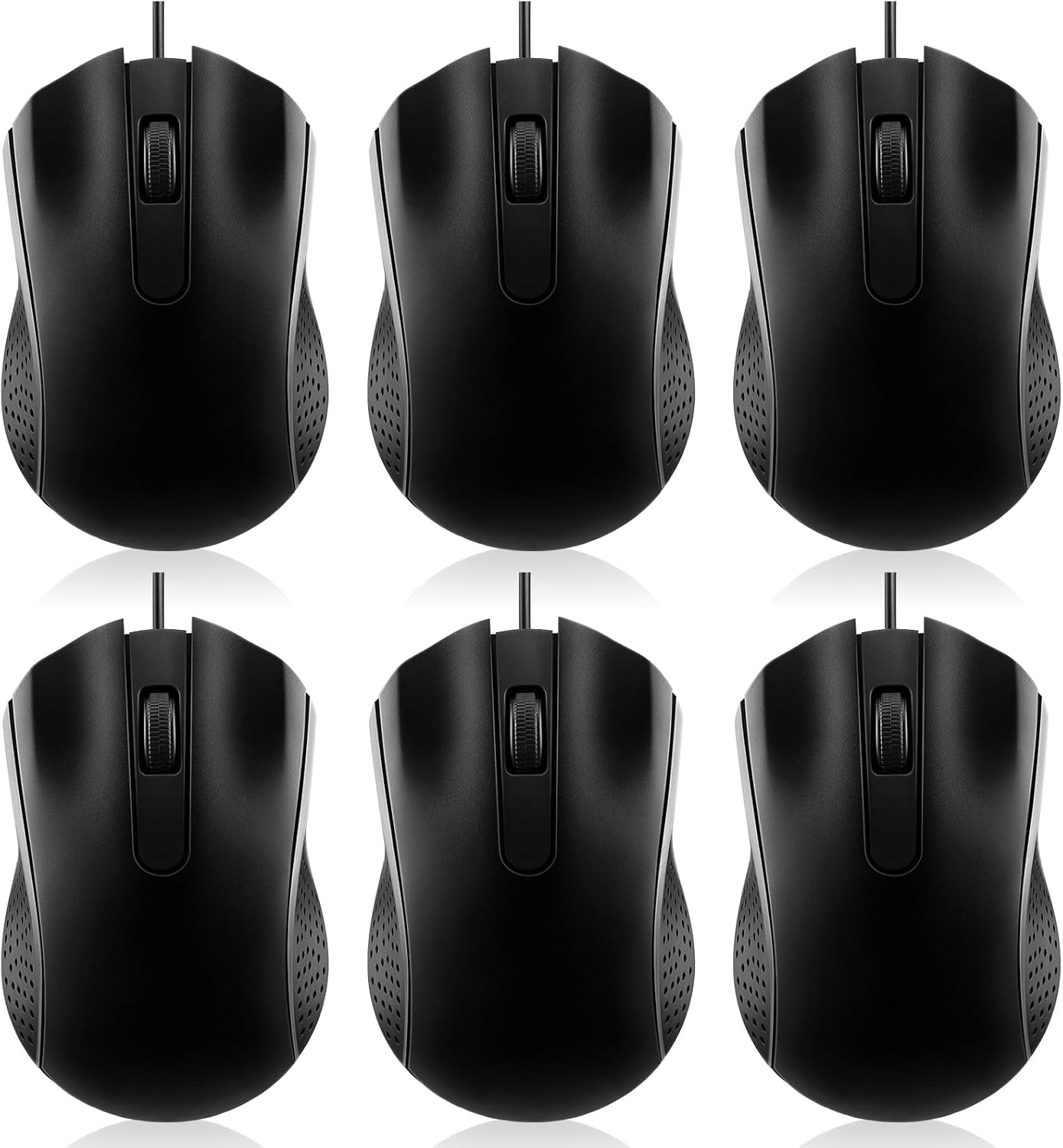 Tellegloww 6 3 Pcs Wired USB Computer Mouse Bulk Button Corded Wired Mouse for Laptop Desktop Computer Mice for PC